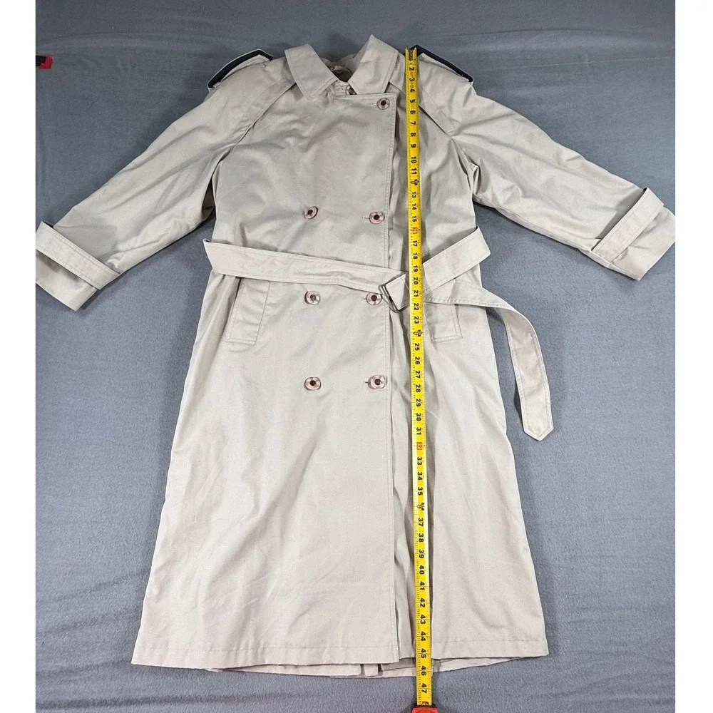 VTG Misty Harbor Original Trench Coat Women 10 Beige Plaid Lined Double Breasted